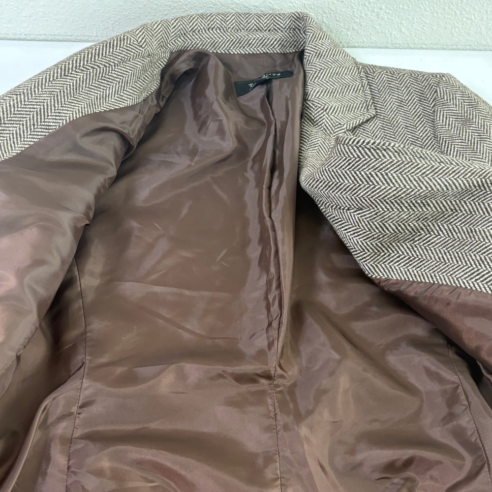 Talbots Herringbone Blazer Petite 6 6P Brown Wool Blend Two Button Suit Jacket - Picture 5 of 12